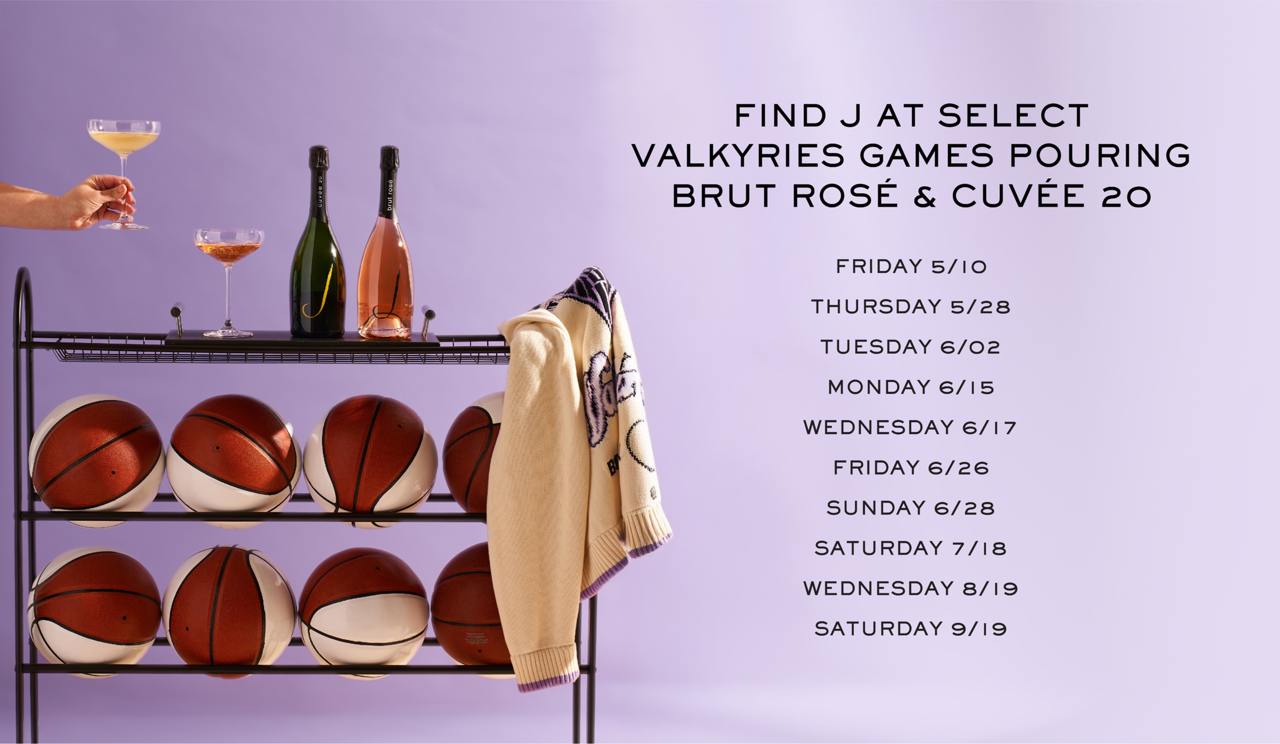 J Vineyards and the Golden State Valkyries Pouring Schedule